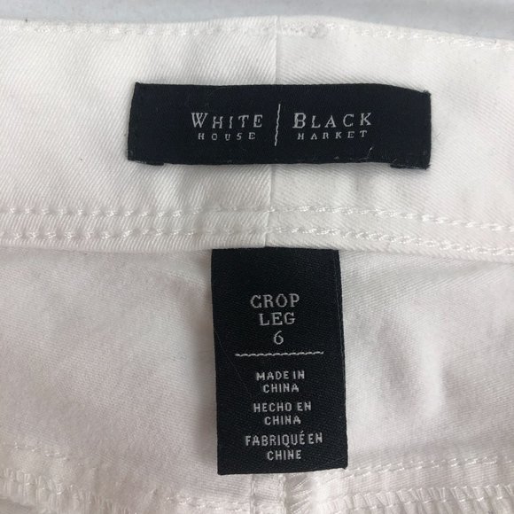 White House Black Market Women's Size 6 White Crop Leg Embroidered Stretch Jeans - Picture 10 of 12